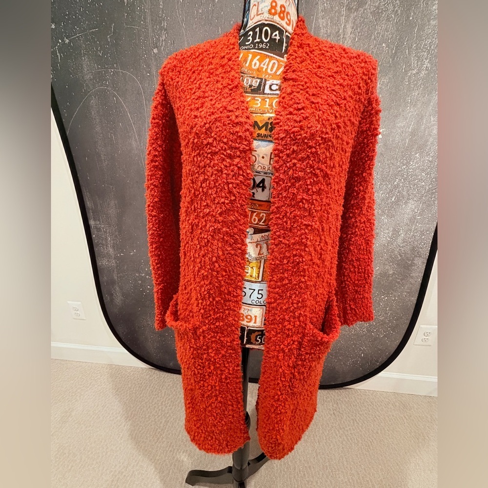 Hippie Rose Vibrant Rust Orange Cozy Cardigan - NWT - Picture 5 of 10